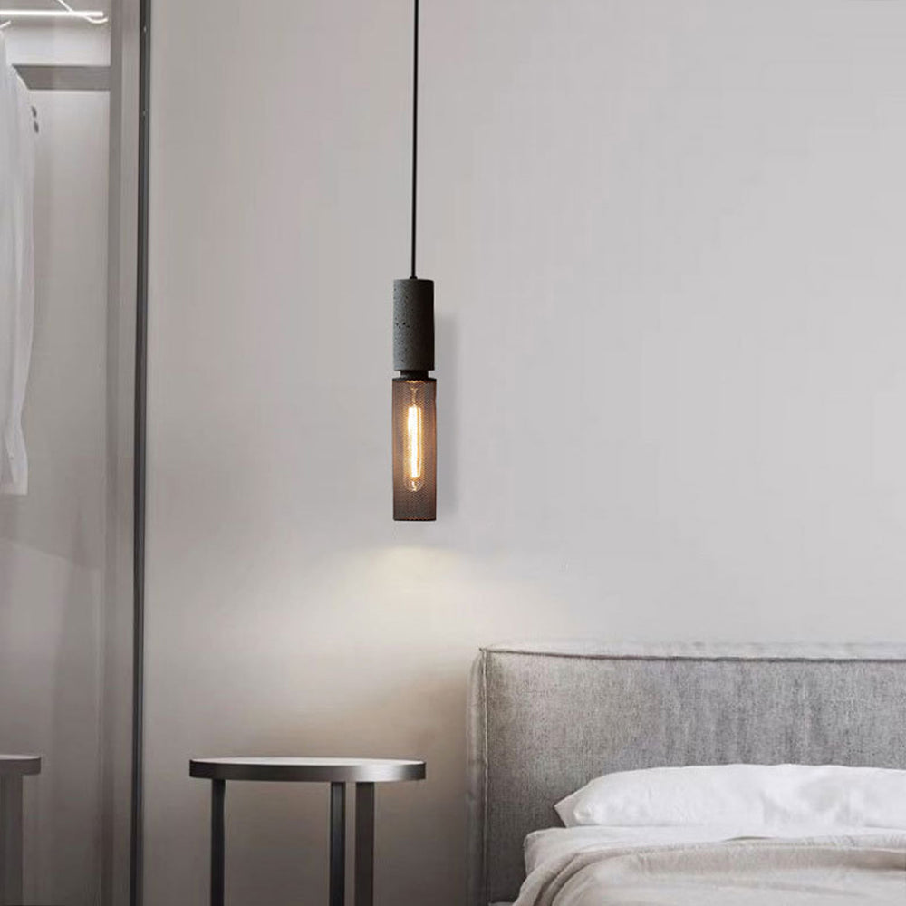 Xenith Industrial Cylindrical Pendant Light, Cement/Metal - Neutralighting