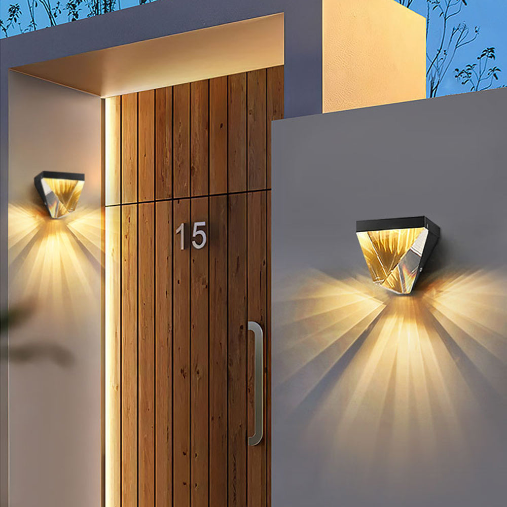 Laxor Waterproof Diamond Shape Metal/Crystal Outdoor Wall Lamp, Gold/Black - Neutralighting