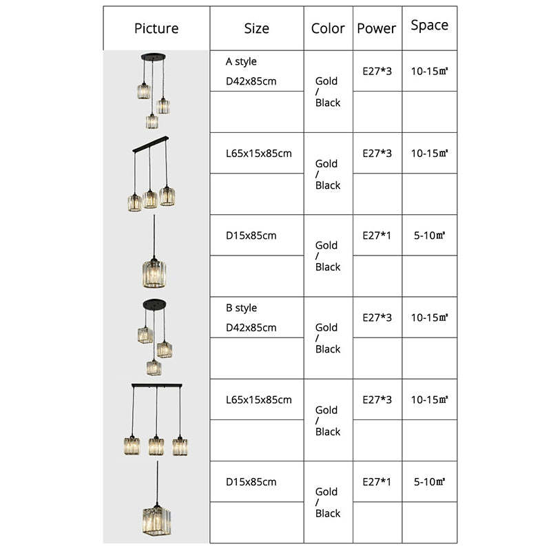 Vina Modern Cluster Cylinder Glass Pendant Light, Black/Gold - Neutralighting