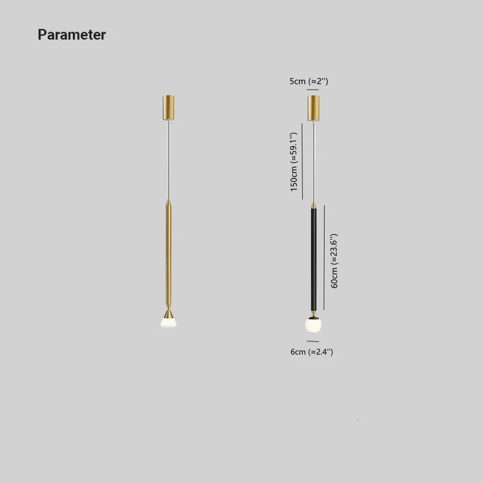 Auri Linear Metal Pendant Light Bedside, Black & Gold - Neutralighting