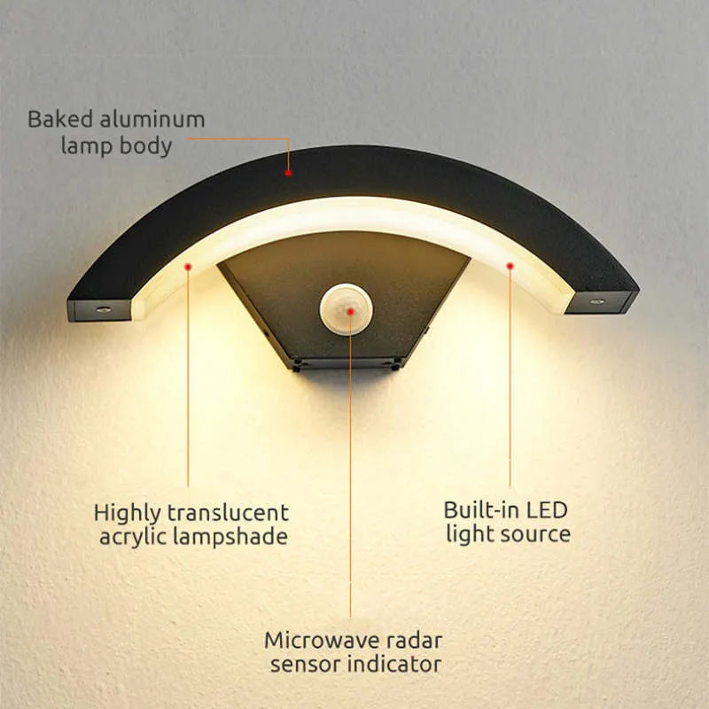 Elvon Nordic Arc Waterproof LED Outdoor Wall Lamp, Black - Neutralighting