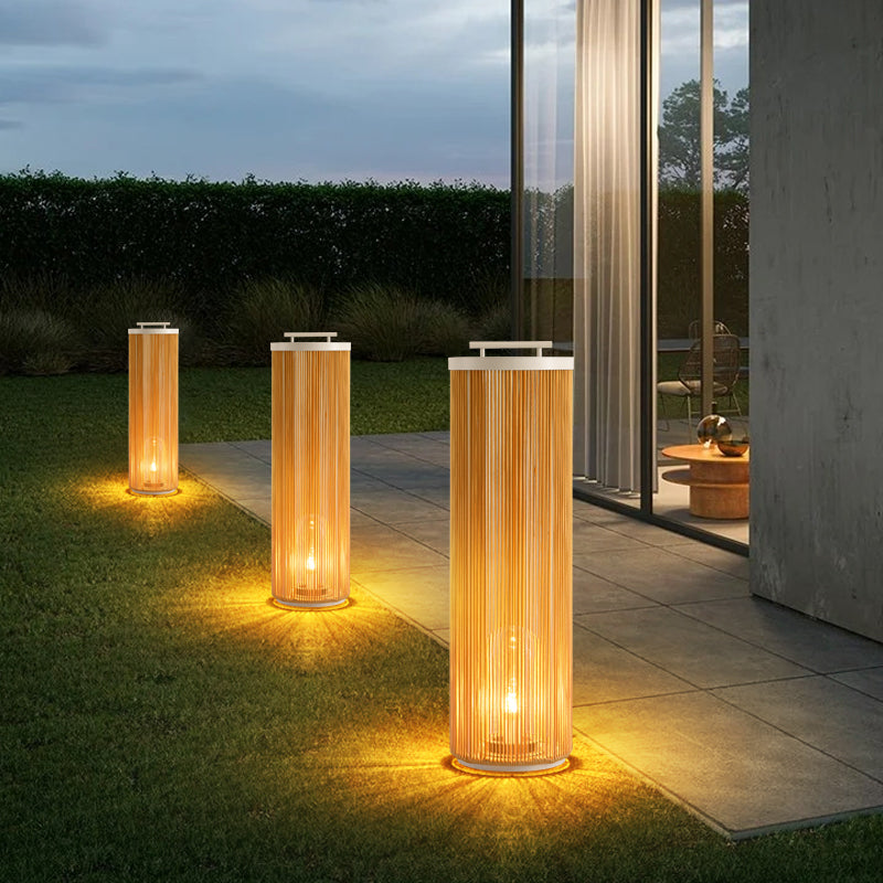 Lorrenlynne Rattan Floor Lamp-Moonnatur