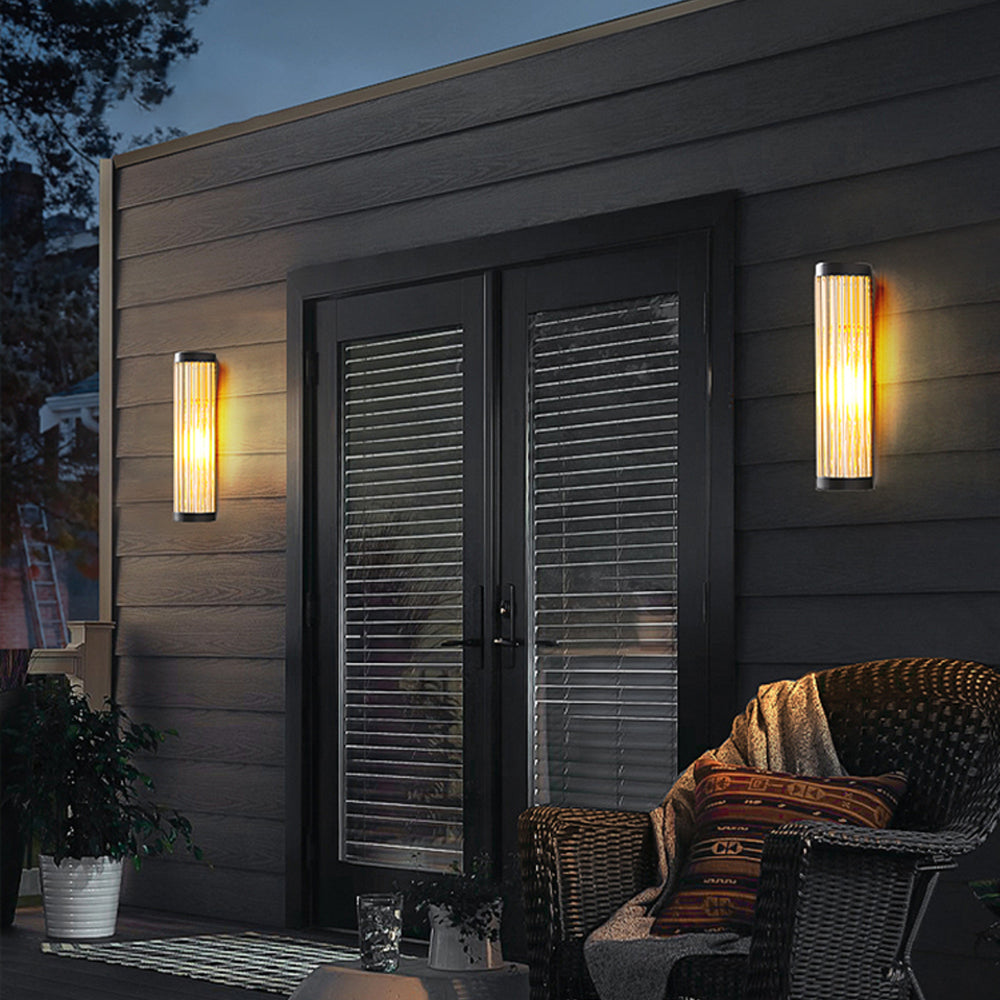 Yoru Modern Semi-Cylindrical Metal/Glass Outdoor Wall Lamp, Black - Neutralighting