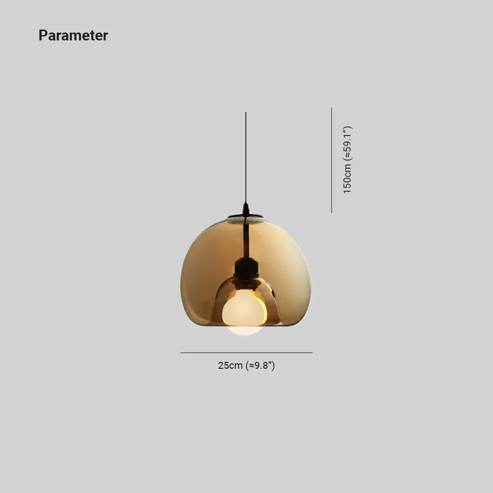 June Globe Glass Pendant Light, Amber/Smoky Grey - Neutralighting