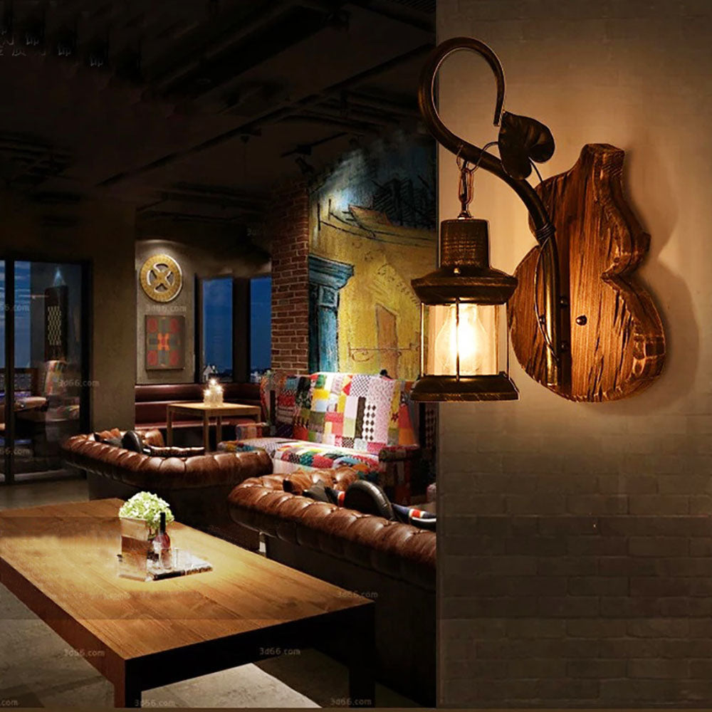 Ambelina Pine Wood Wall Light-Moonnatur