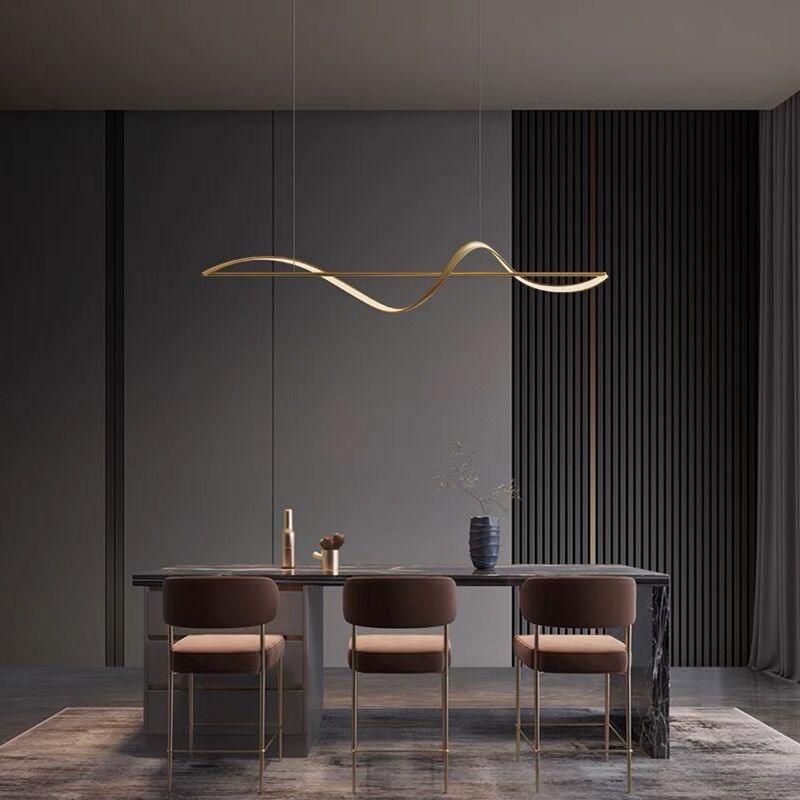 Zelin Pendant Light Wave Minimalist Designer, Metal, Brass/Black - Neutralighting