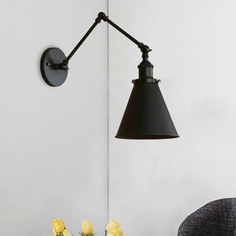 Zynar Vintage Adjustable Wall Lamp, Metal, Black/Rust, Living Room - Neutralighting