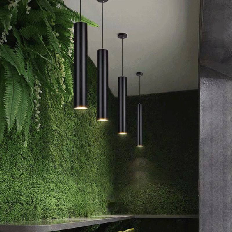 Yore Modern Cylinder Shape Linear Pendant Light Black Metal - Neutralighting