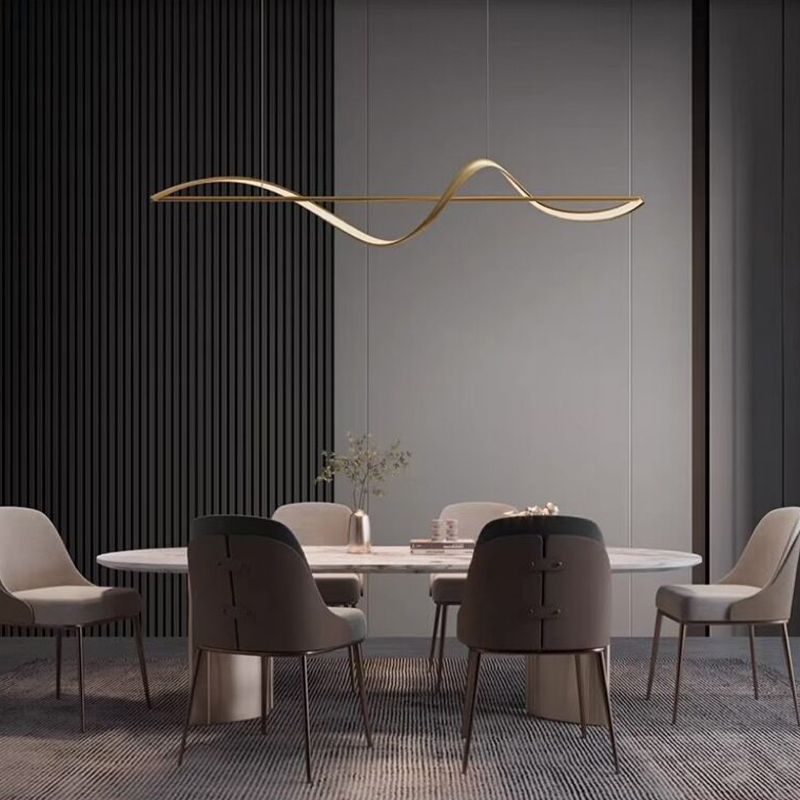 Zelin Pendant Light Wave Minimalist Designer, Metal, Brass/Black - Neutralighting