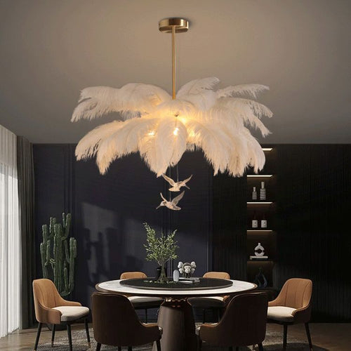 Aberelia Feather Chandelier-Moonnatur