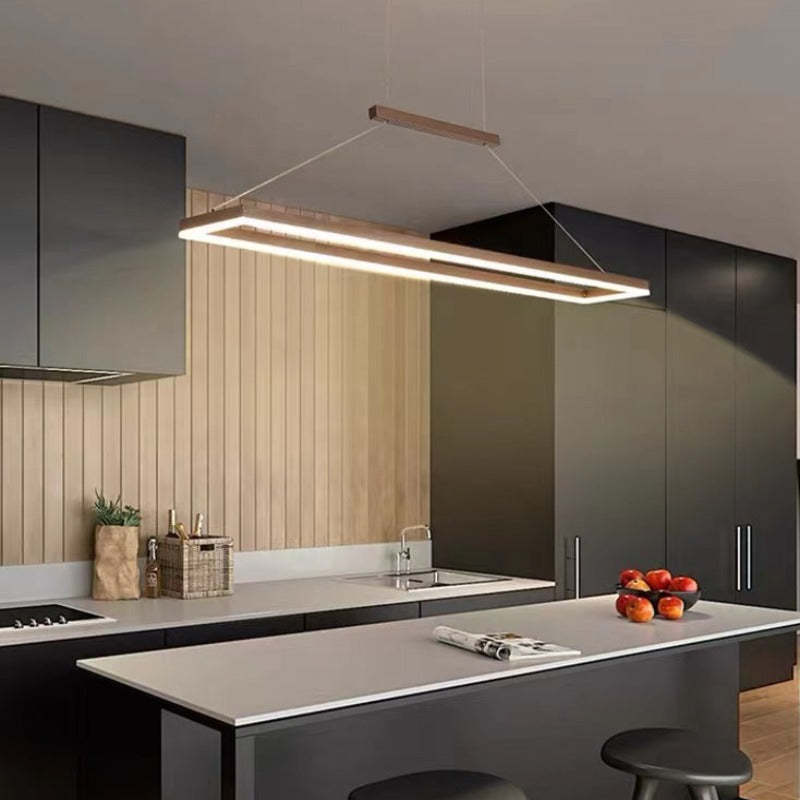 Gloen Modern Rectangular Hanging Pendant Light, Gold/Coffee - Neutralighting