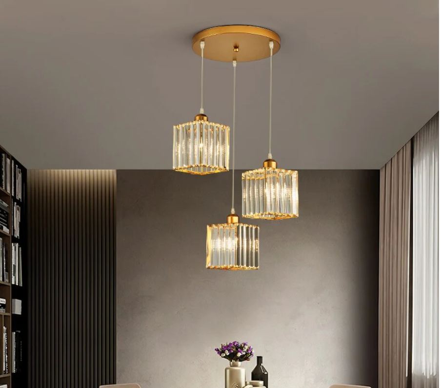 Vina Modern Cluster Cylinder Glass Pendant Light, Black/Gold - Neutralighting