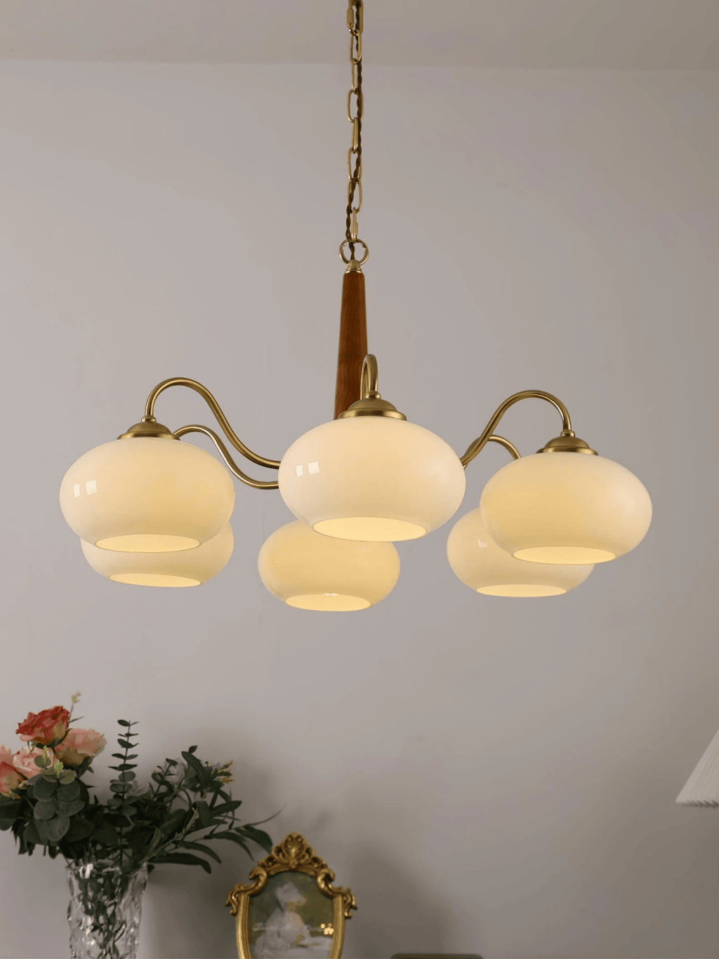 Korelle Glass Chandelier-Moonnatur