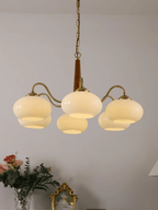 Korelle Glass Chandelier-Moonnatur