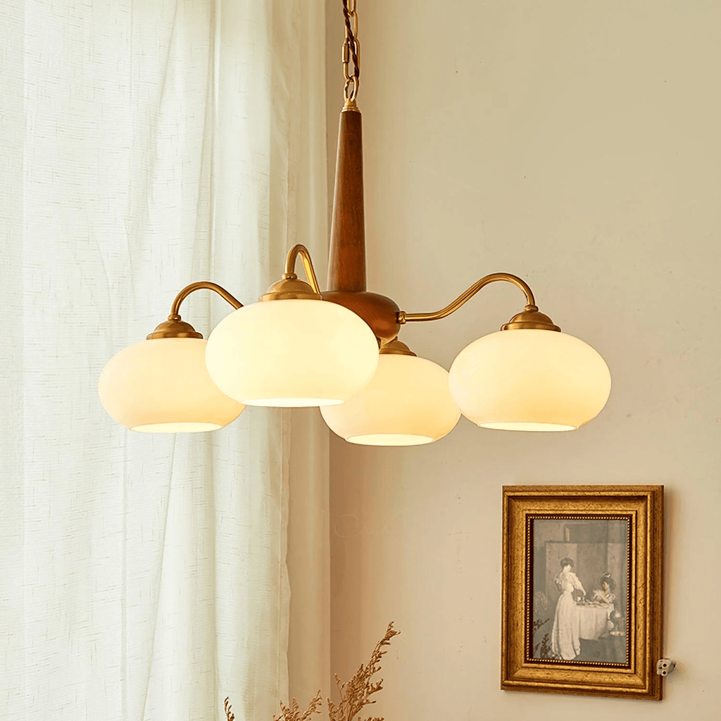 Korelle Glass Chandelier-Moonnatur