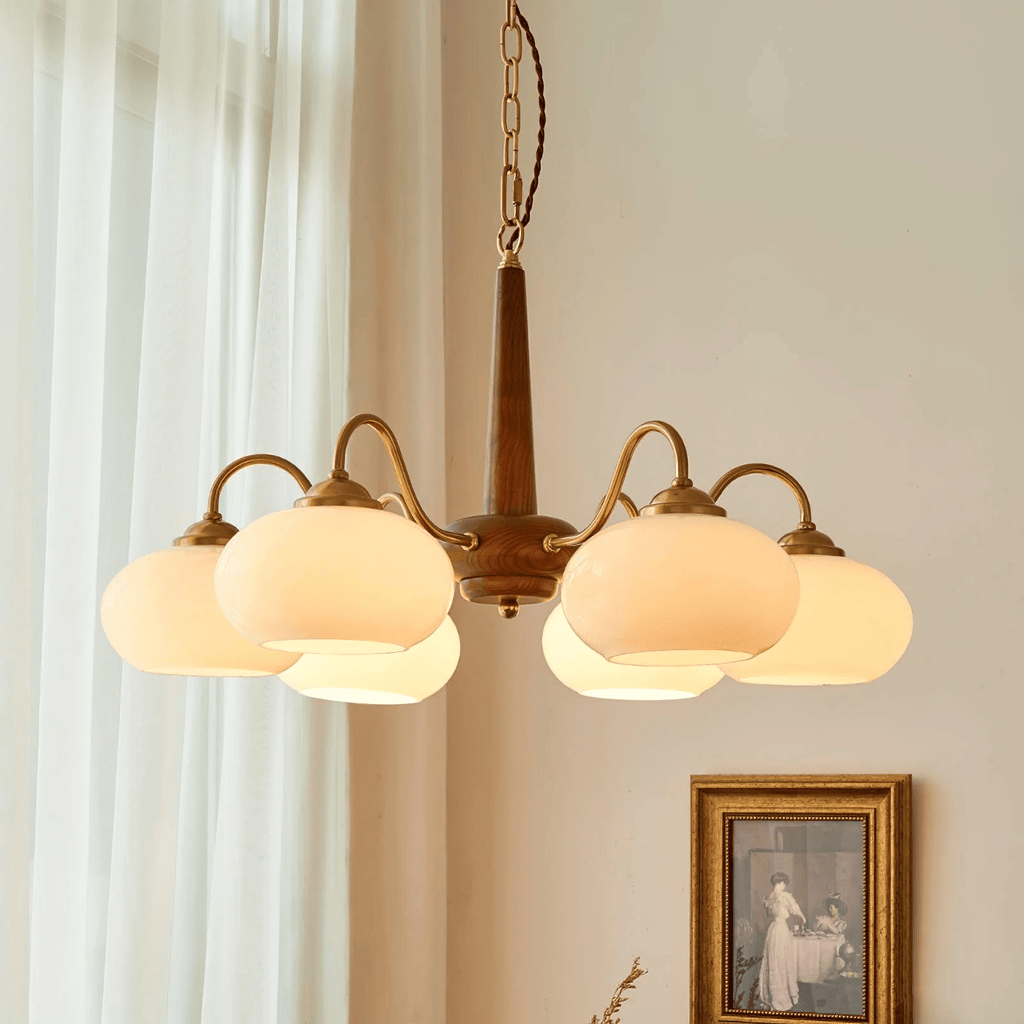 Korelle Glass Chandelier-Moonnatur
