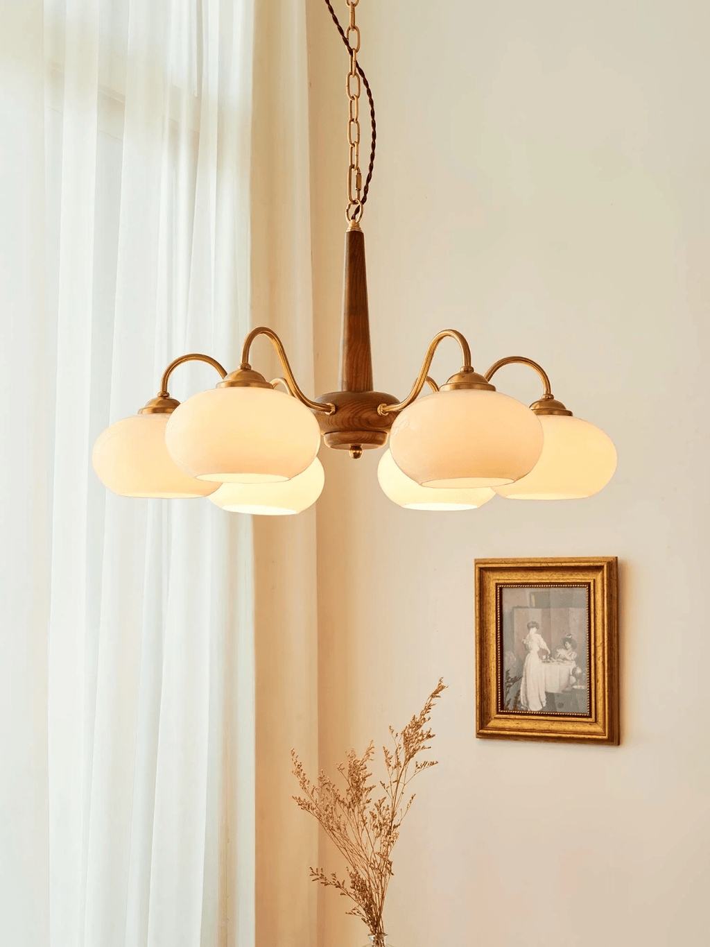 Korelle Glass Chandelier-Moonnatur