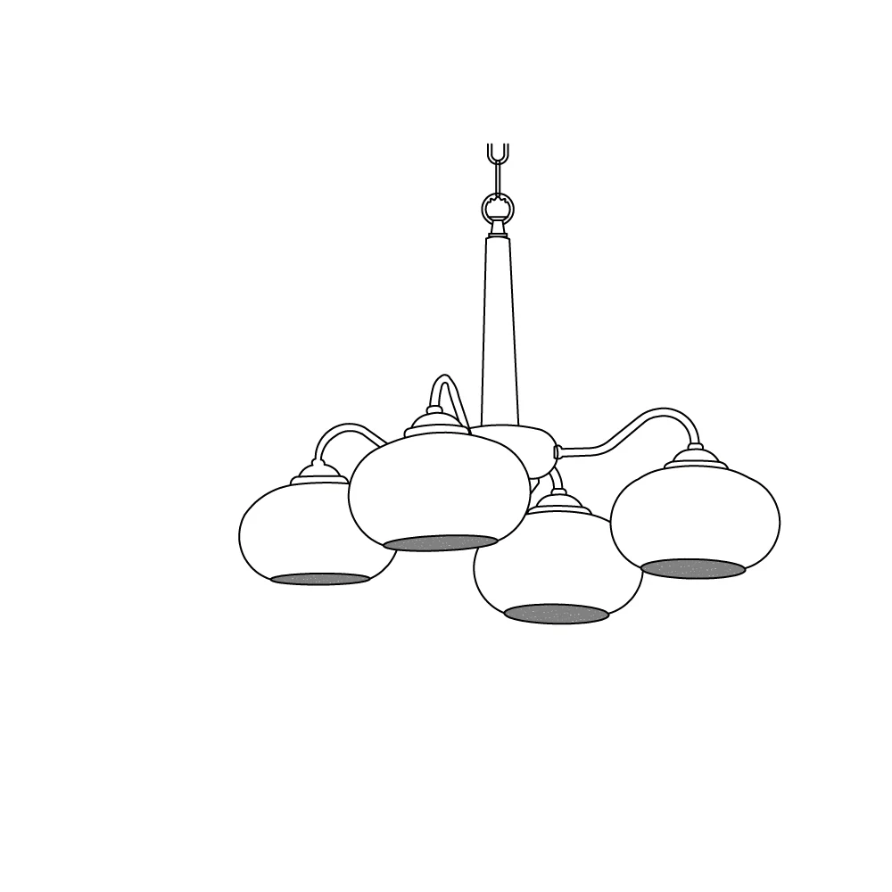 Korelle Glass Chandelier-Moonnatur
