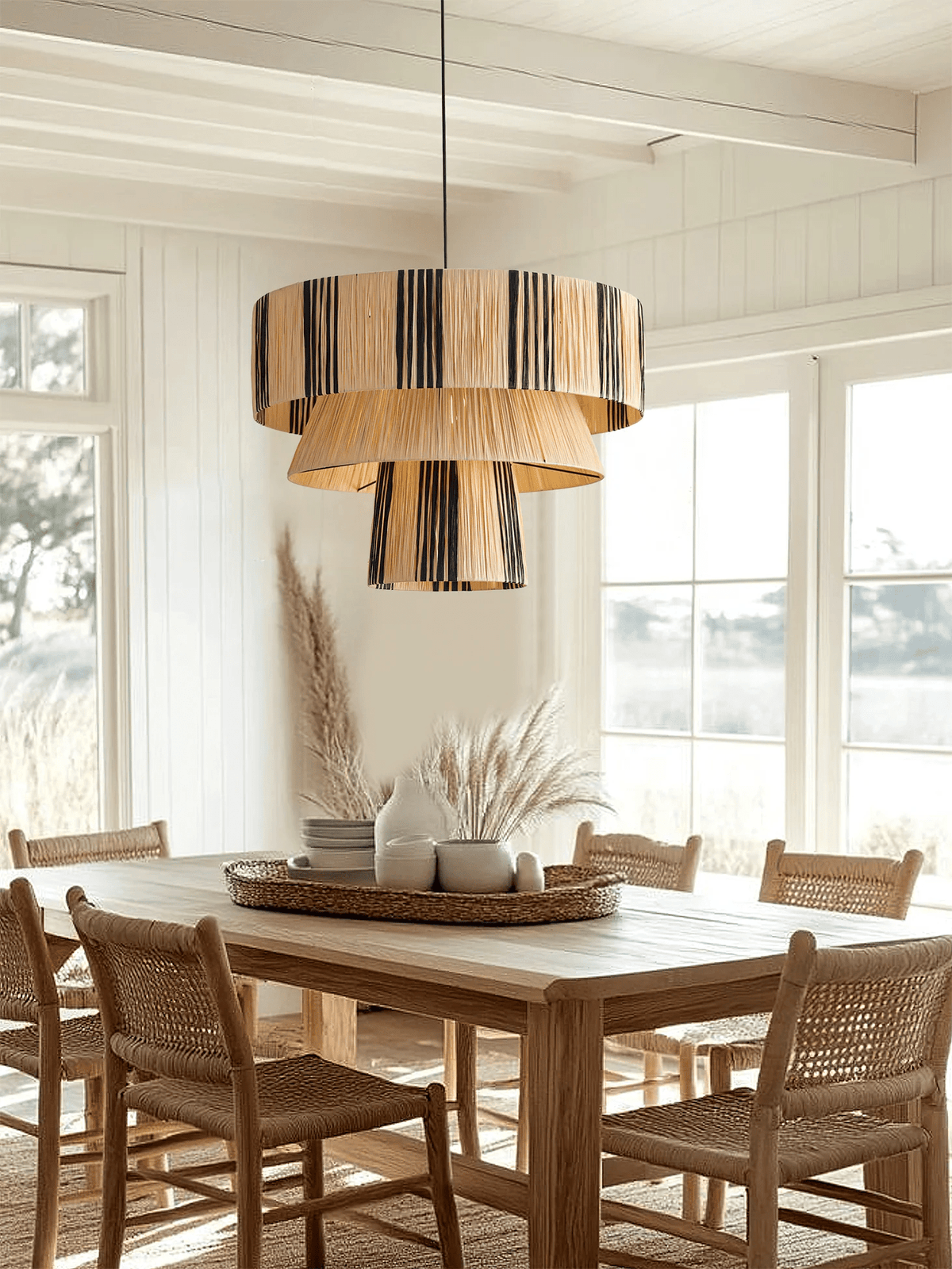 Rovenoria Raffia Pendant Light-Moonnatur