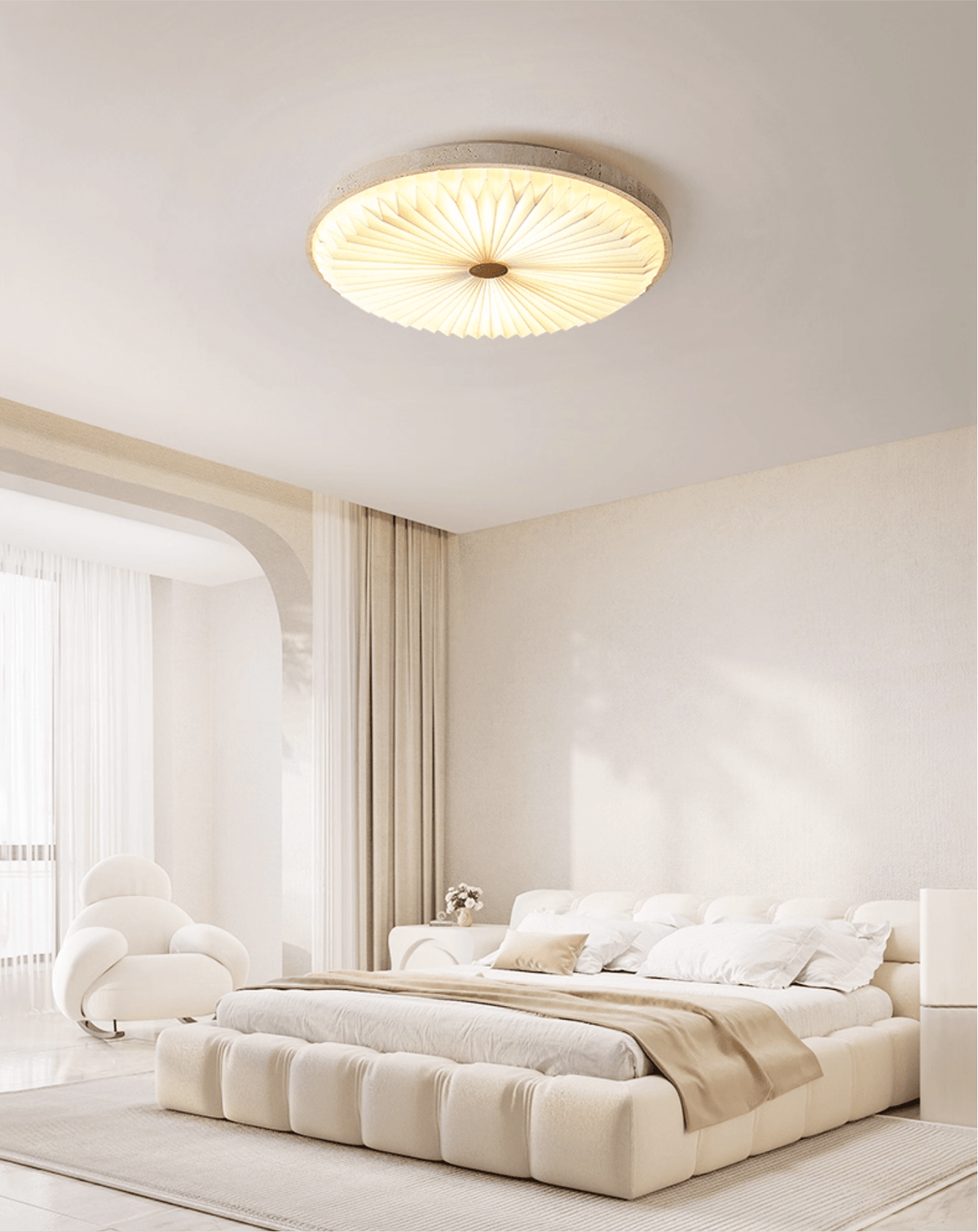 Tarnelara Travertine Ceiling Light-Moonnatur