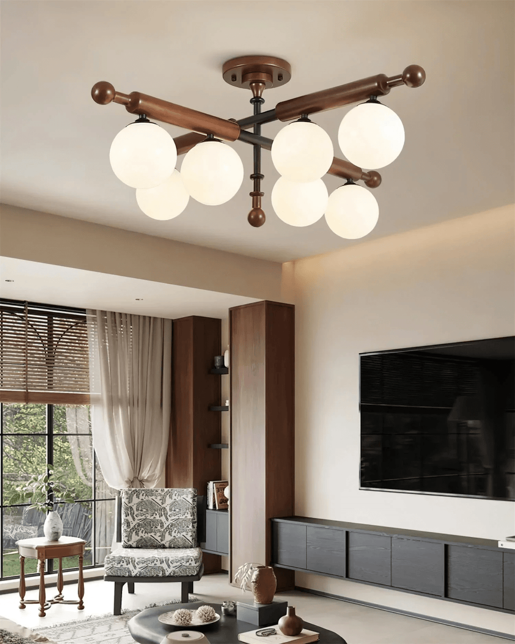 Marvenley Rubberwood Ceiling Light-Moonnatur