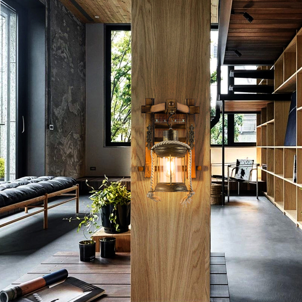 Whiteneth Pine Wood Wall Light-Moonnatur