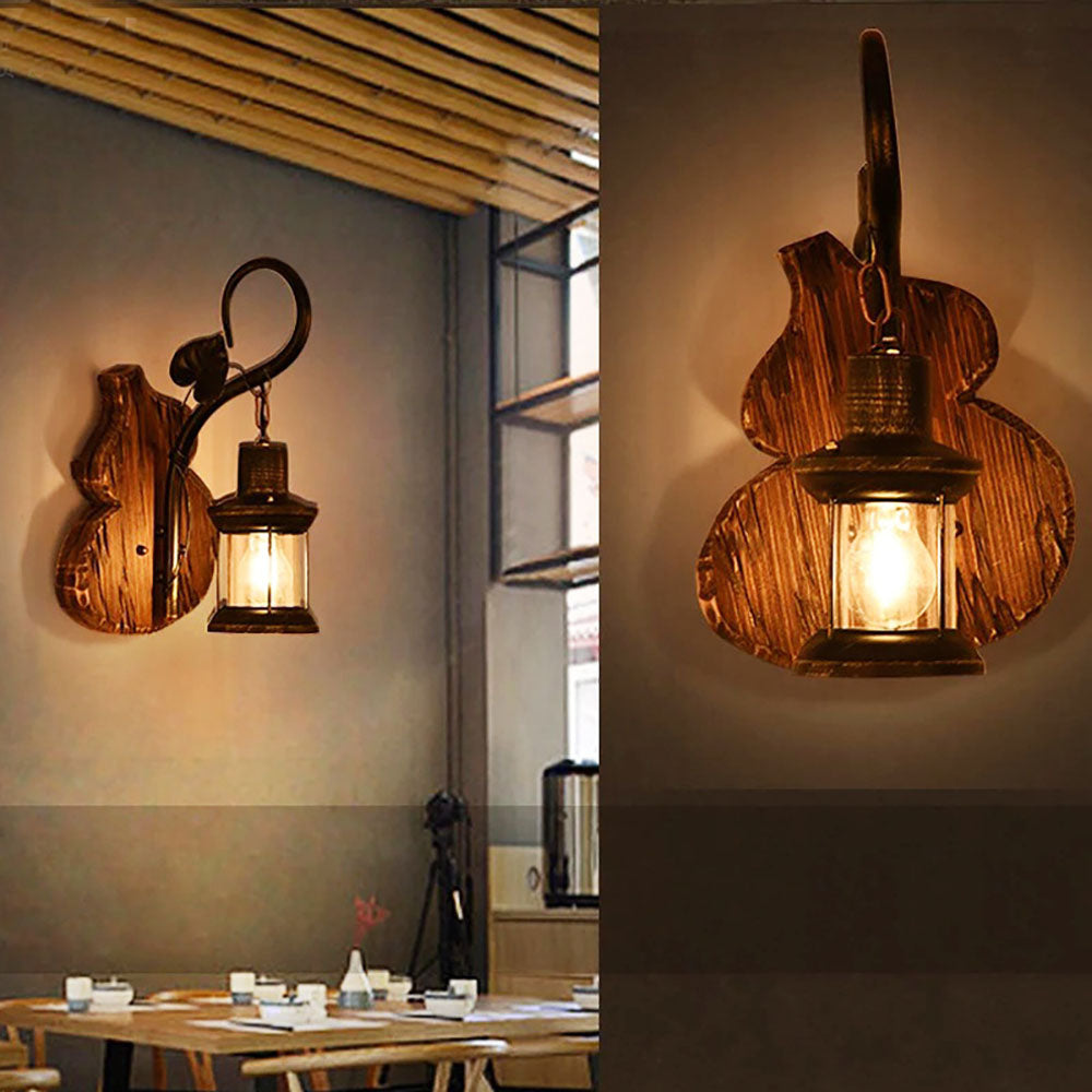 Ambelina Pine Wood Wall Light-Moonnatur