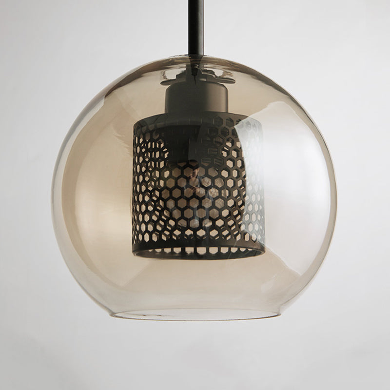 Hessa Contemporary Golden Pendant Light, Glass, Globe/Cylindric - Neutralighting