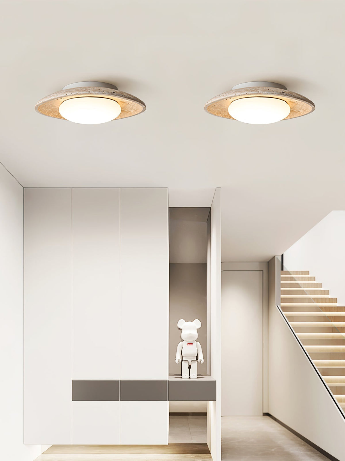 Aberford Travertine Ceiling Light-Moonnatur