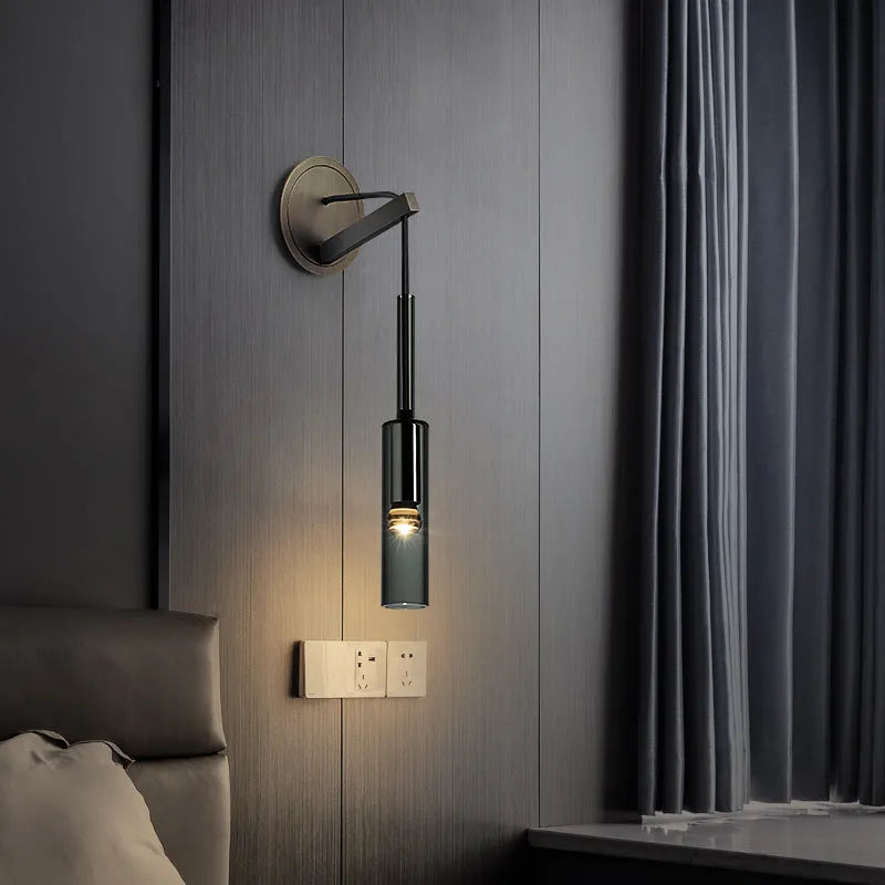 Zeyro Modern Black Glass Streamlined Pendant light/Wall Lamp - Neutralighting