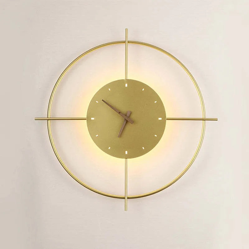 Glint Modern Clock Round Wall Lamp, Gold/Black - Neutralighting