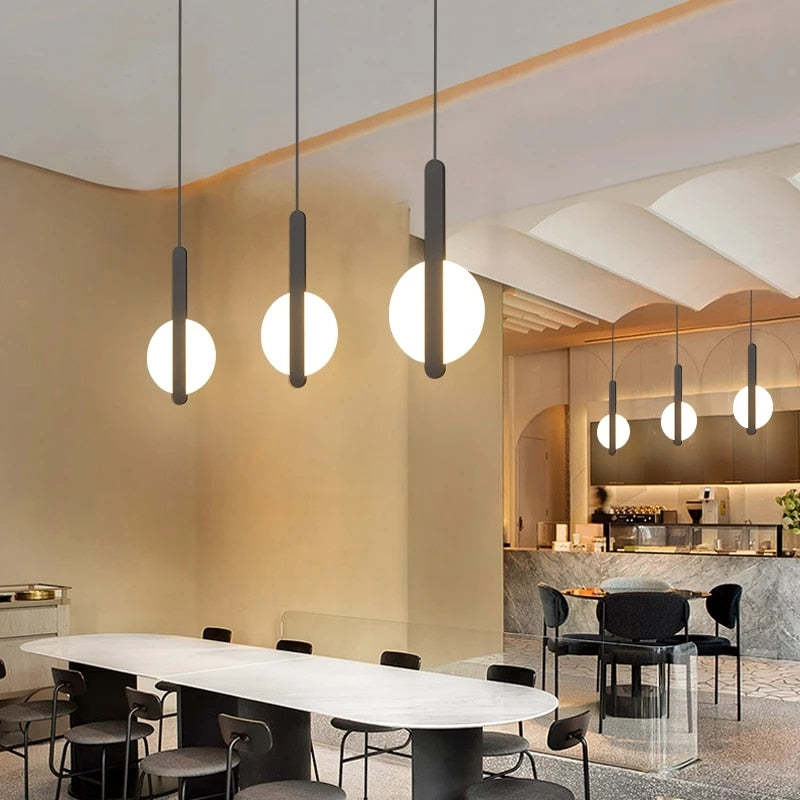 Doria Modern LED Pendant Light Black/White Metal Living Room - Neutralighting