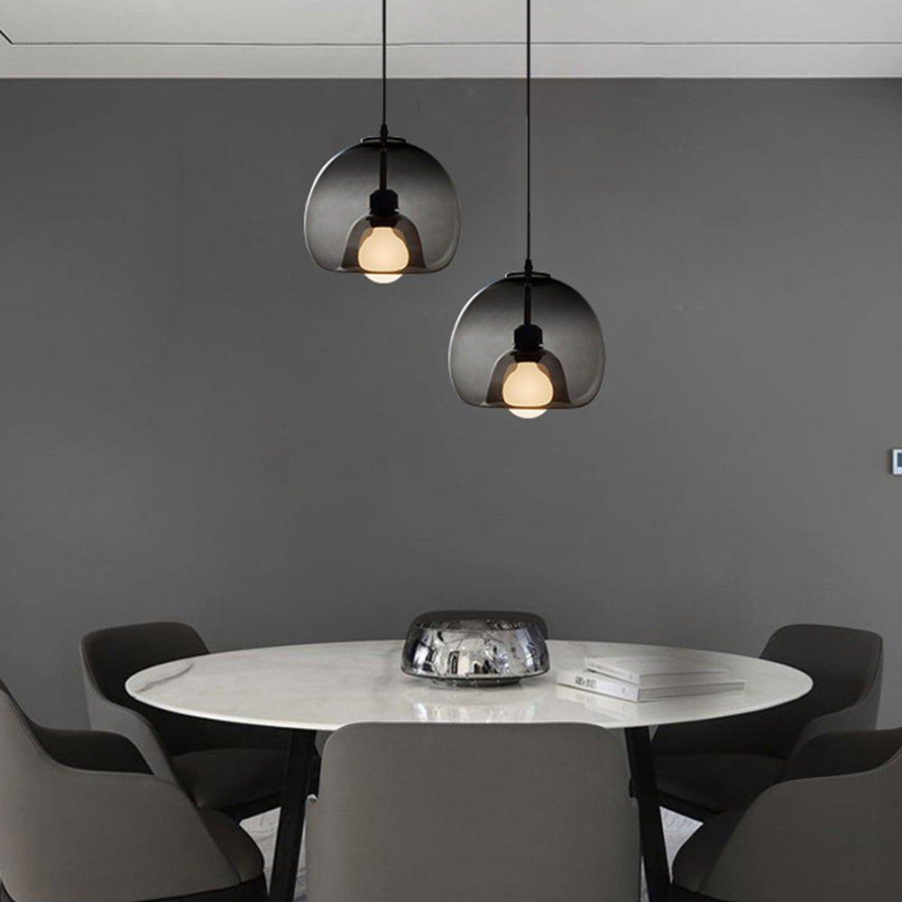 June Globe Glass Pendant Light, Amber/Smoky Grey - Neutralighting