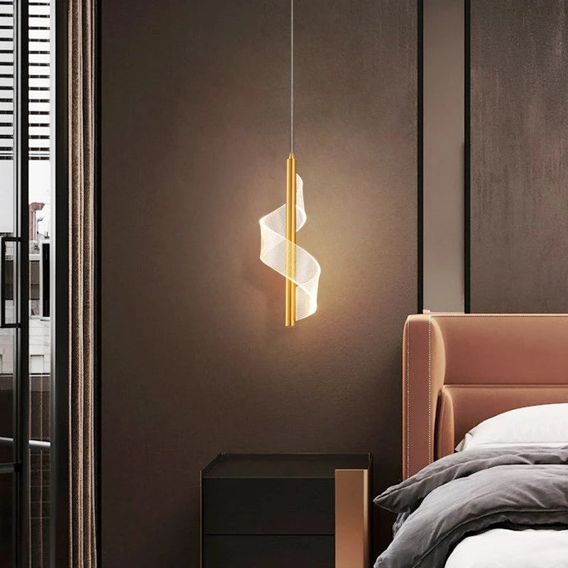 Zeva Vintage Golden Ribbon Pendant Light, Metal/Acrylic - Neutralighting