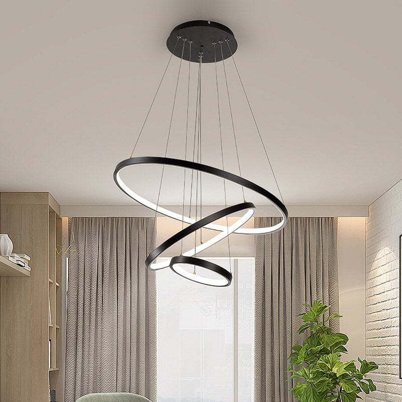 Aluna Pendant Light, Inner Ring Illuminated, White/Black/Gold - Neutralighting