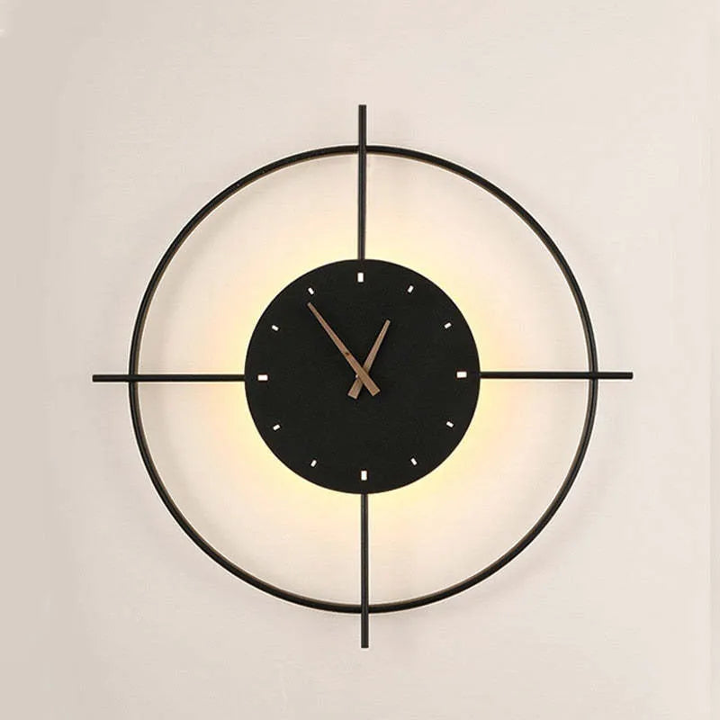 Glint Modern Clock Round Wall Lamp, Gold/Black - Neutralighting