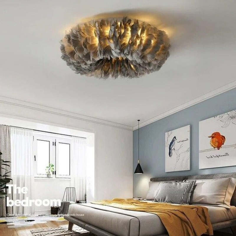 O'Moore Swan Feather Round Ceiling Light - Neutralighting