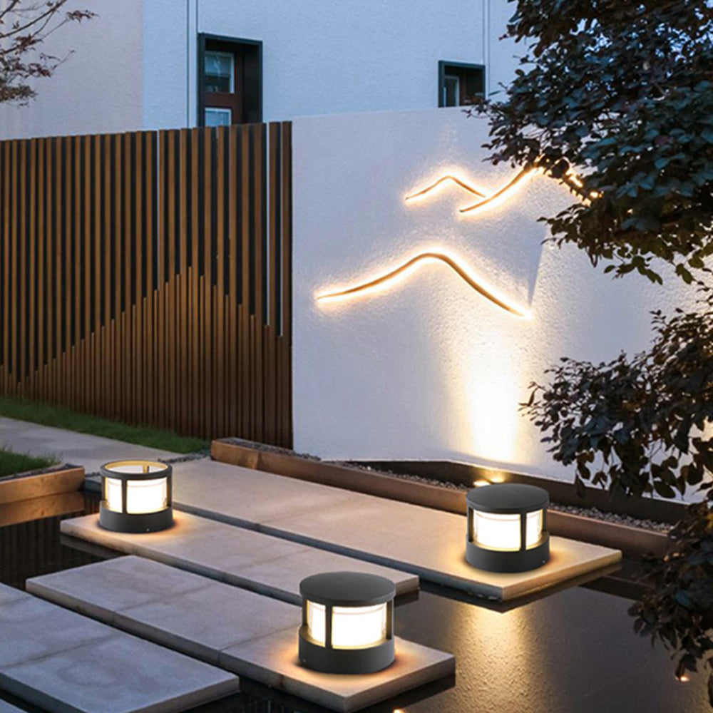 Zyra Modern Metal Cylindrical Outdoor Bollard Light, Black - Neutralighting