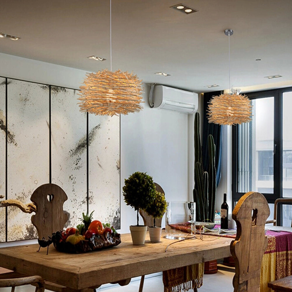 Langrenenna Rattan Pendant Light-Moonnatur
