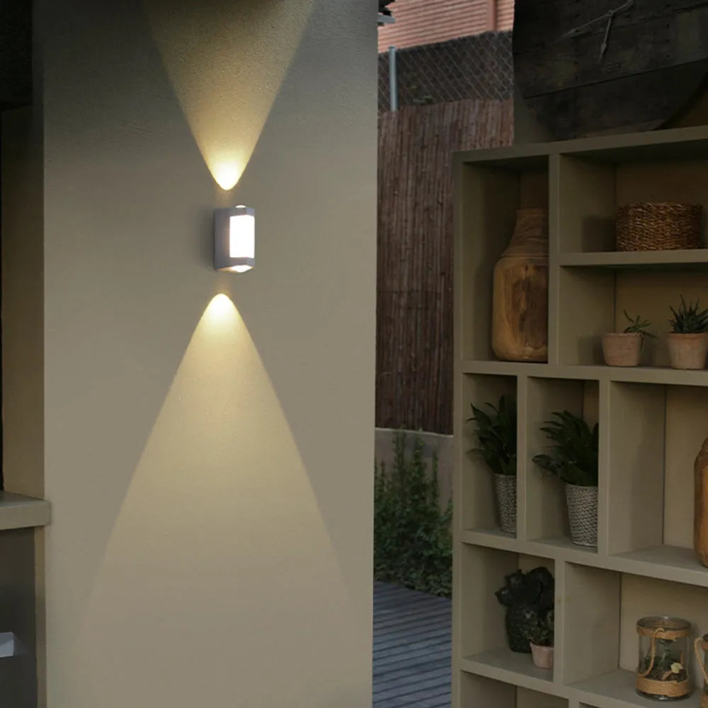 Marve Nordic Up Down Acrylic Outdoor Wall Lamp, White/Black - Neutralighting