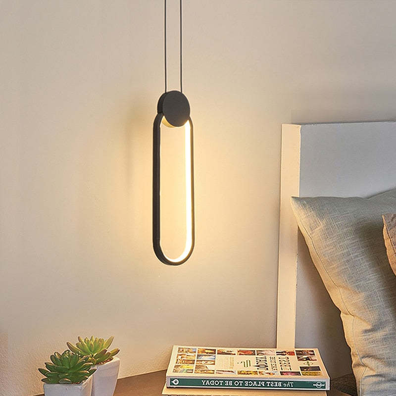 Doria Modern LED Pendant Light Black/White Metal Living Room - Neutralighting