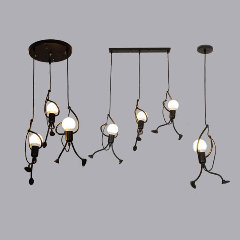 Miro Retro Modern Iron Man Pendant Light, Black - Neutralighting