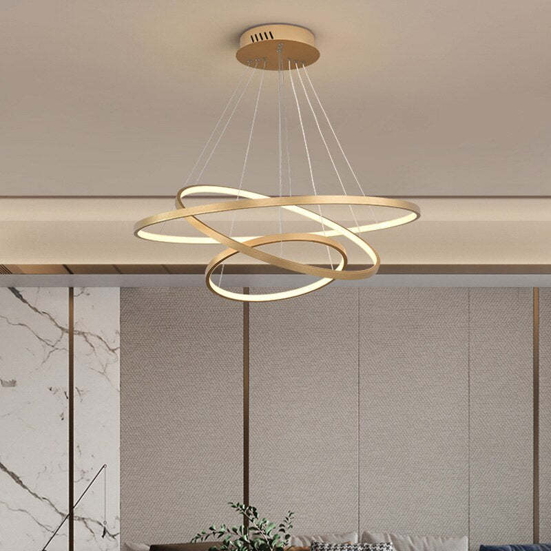 Aluna Pendant Light, Inner Ring Illuminated, White/Black/Gold - Neutralighting