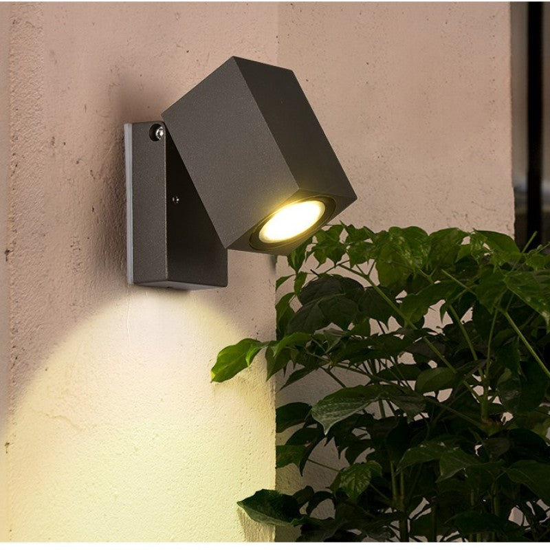 Artiq Modern Outdoor Rotatable Metal Spotlight Wall Lamp, Black - Neutralighting
