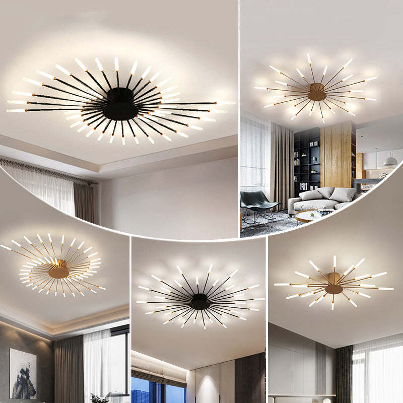 Wesley Flush-Mount Ceiling Light Fireworks, Black/Gold - Neutralighting