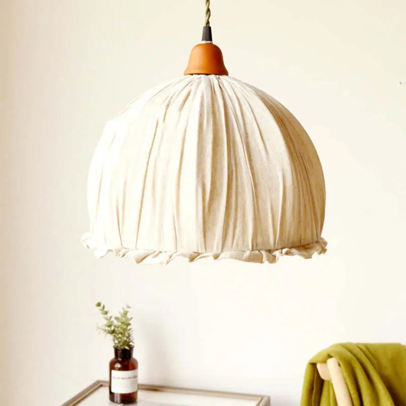 Haloa Vintage Pendant Light Beige, Fabric - Neutralighting