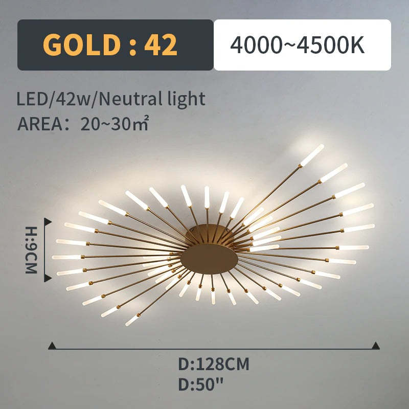 Wesley Flush-Mount Ceiling Light Fireworks, Black/Gold - Neutralighting