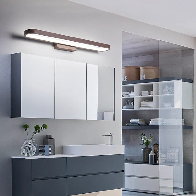 Luxa Modern Metal Wall Lamp Mirror Front, Curved, Black/Coffee - Neutralighting