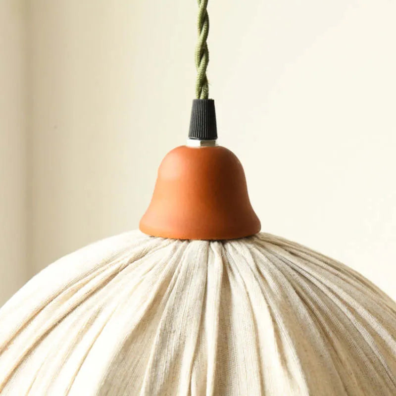 Haloa Vintage Pendant Light Beige, Fabric - Neutralighting