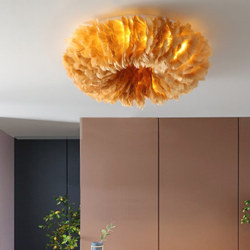 O'Moore Swan Feather Round Ceiling Light - Neutralighting
